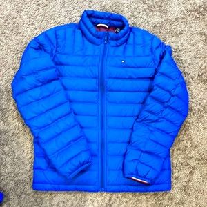 Mens blue size small Tommy Hilfiger packable puffer jacket